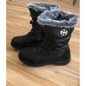 Totes April Snow Boots Womens Size 8 Black Water-Resistant Shoes